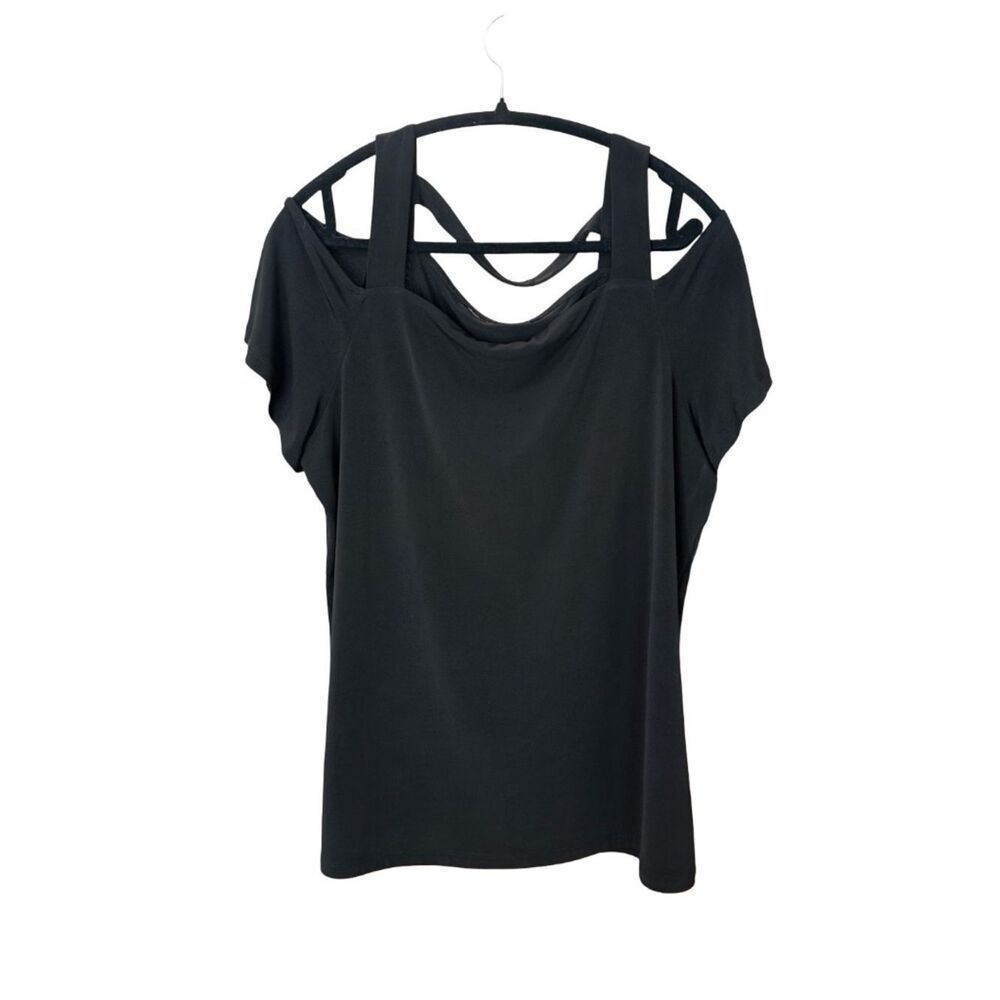 Women's Black Short Sleeve - Cold Shoulder Cut-Out Top Tee Size XL